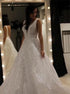 Sparkly A Line V Neck Sequins Organza Prom dresses LBQ3205